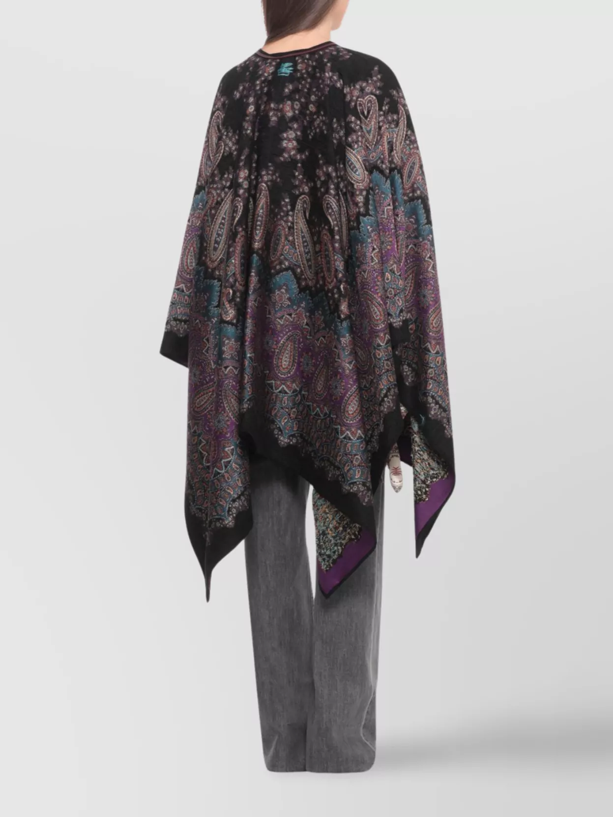 Etro Draped Poncho Paisley Pattern