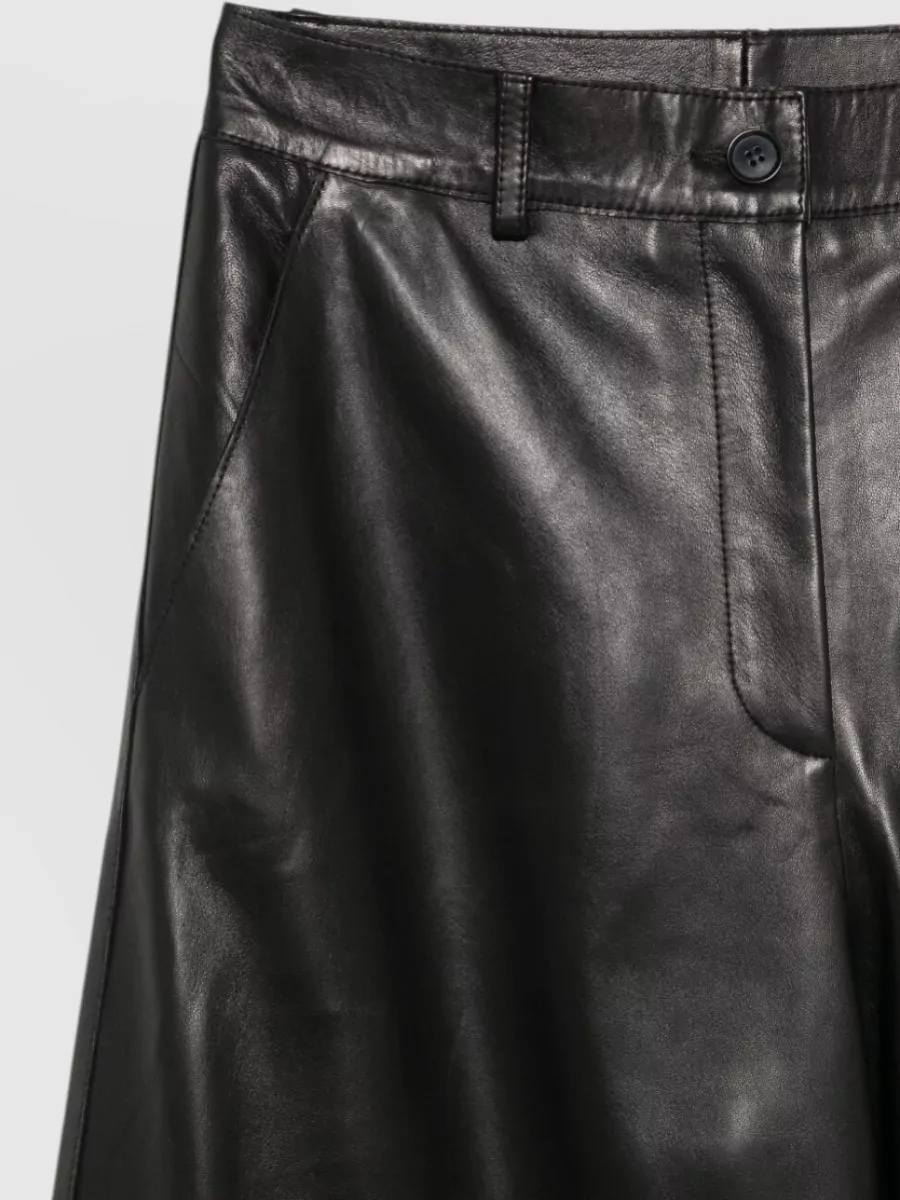 Parosh Leather Wide-Leg Trousers