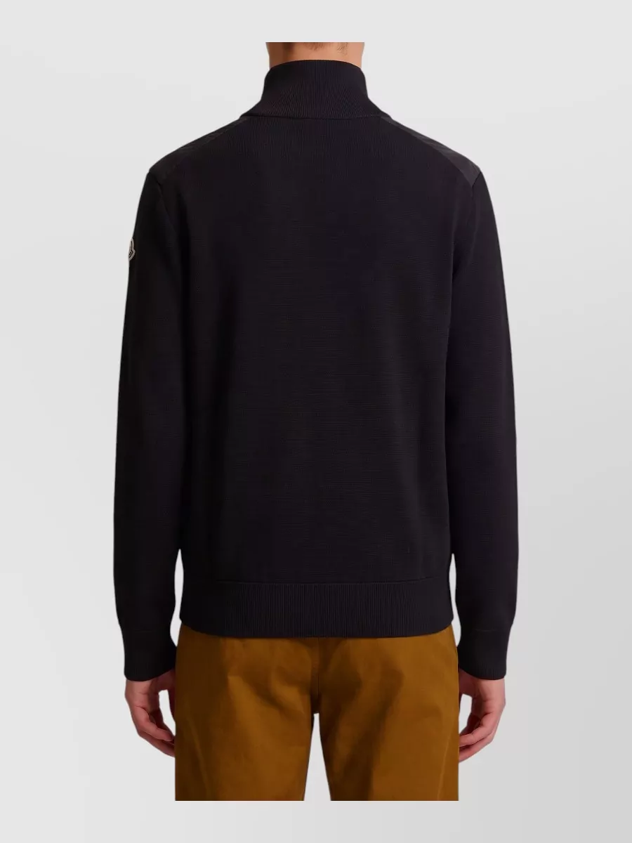 Moncler Down Padded Ribbed High Neck Cardigan