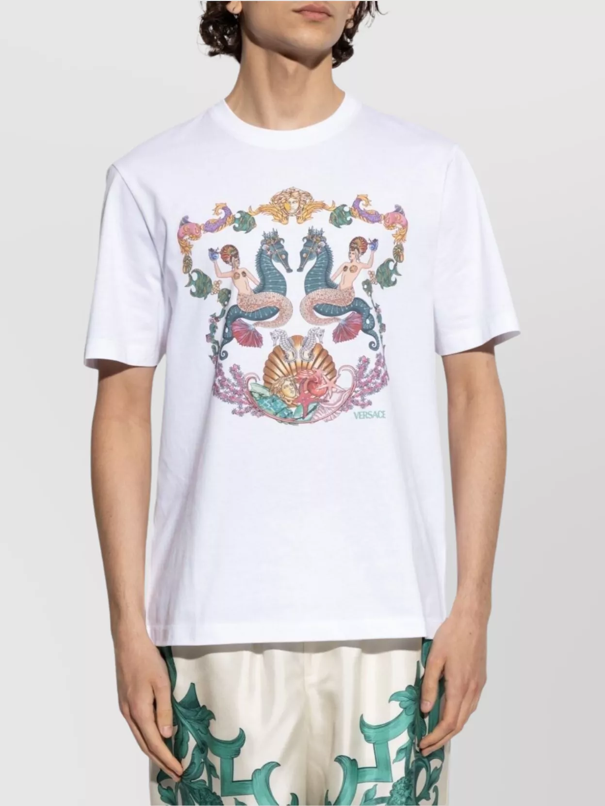Versace Crew Neck Graphic Print Short Sleeves