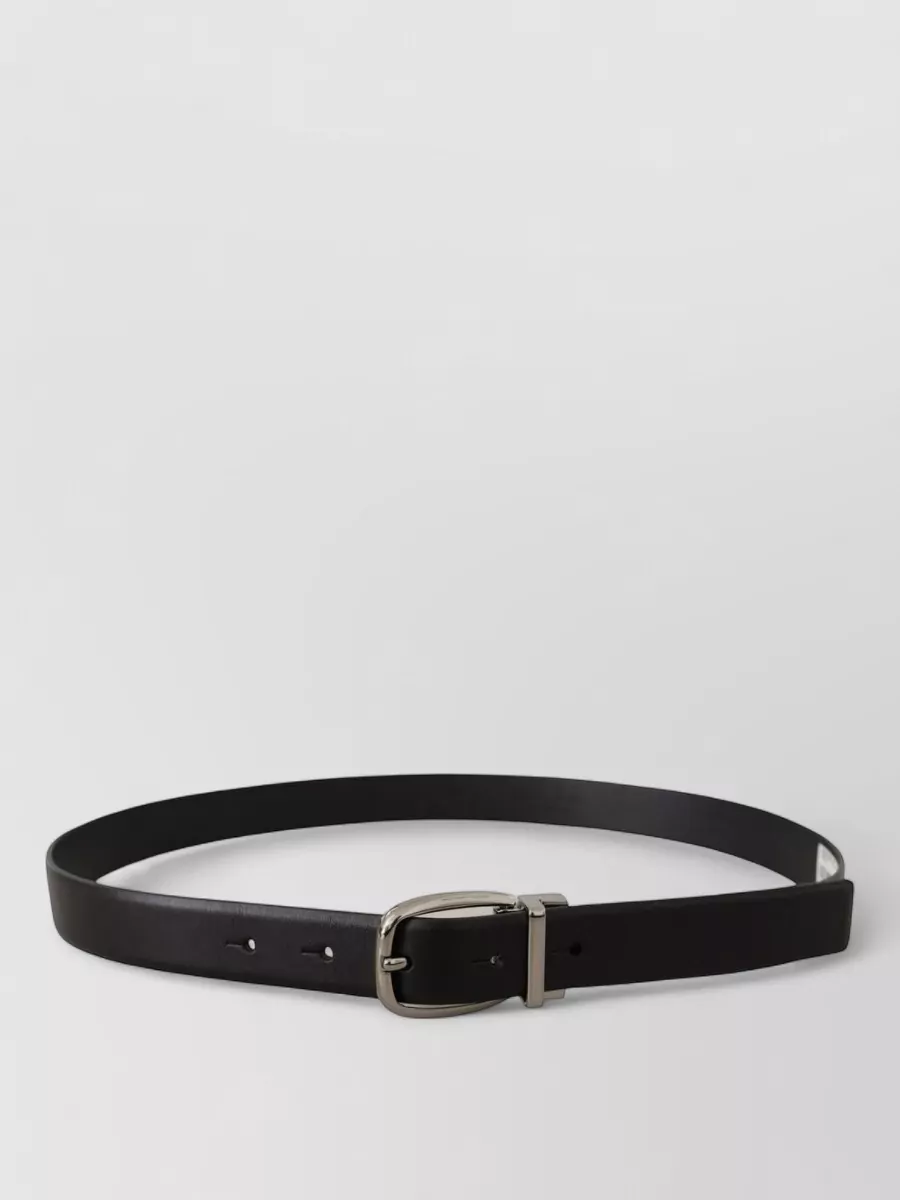 Dolce&Gabbana Leather belt — Belt A’s slim black strap and clean silver buckle quietly finish the high-rise waist without distracting from the monochrome, tailored composition.