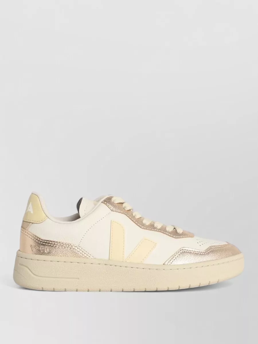 Veja V90 Leather Sneakers Metallic Accents