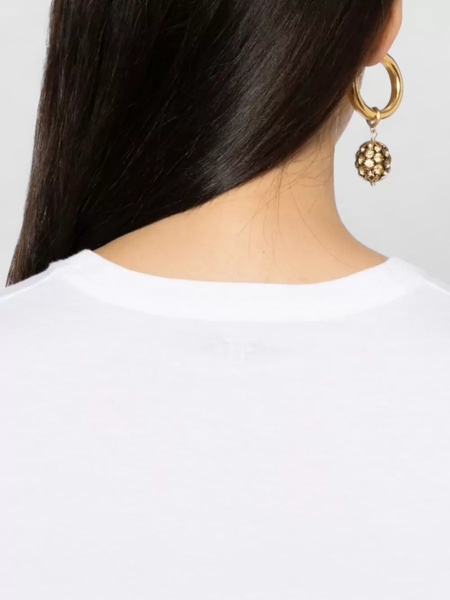 Tom Ford Cotton T Shirt Tf Logo Embroidery