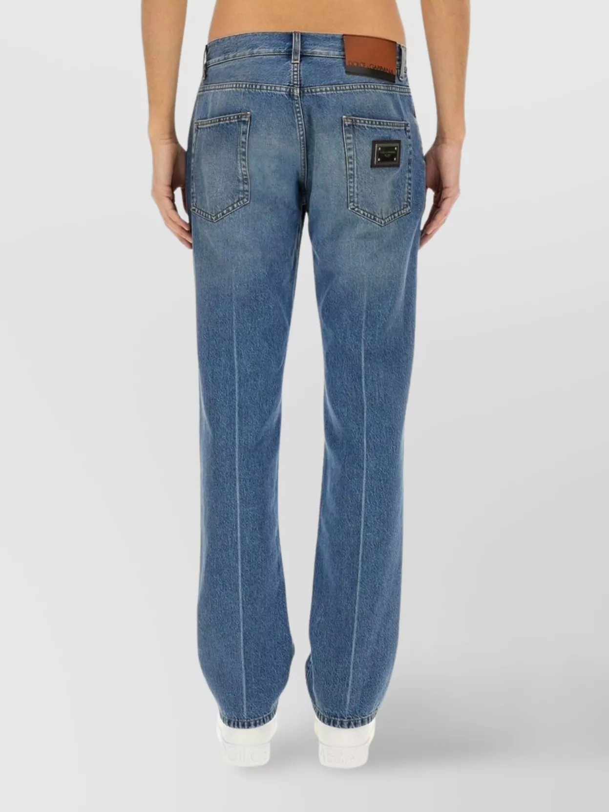 Dolce&Gabbana Denim Straight Leg Jeans With Faded Wash
