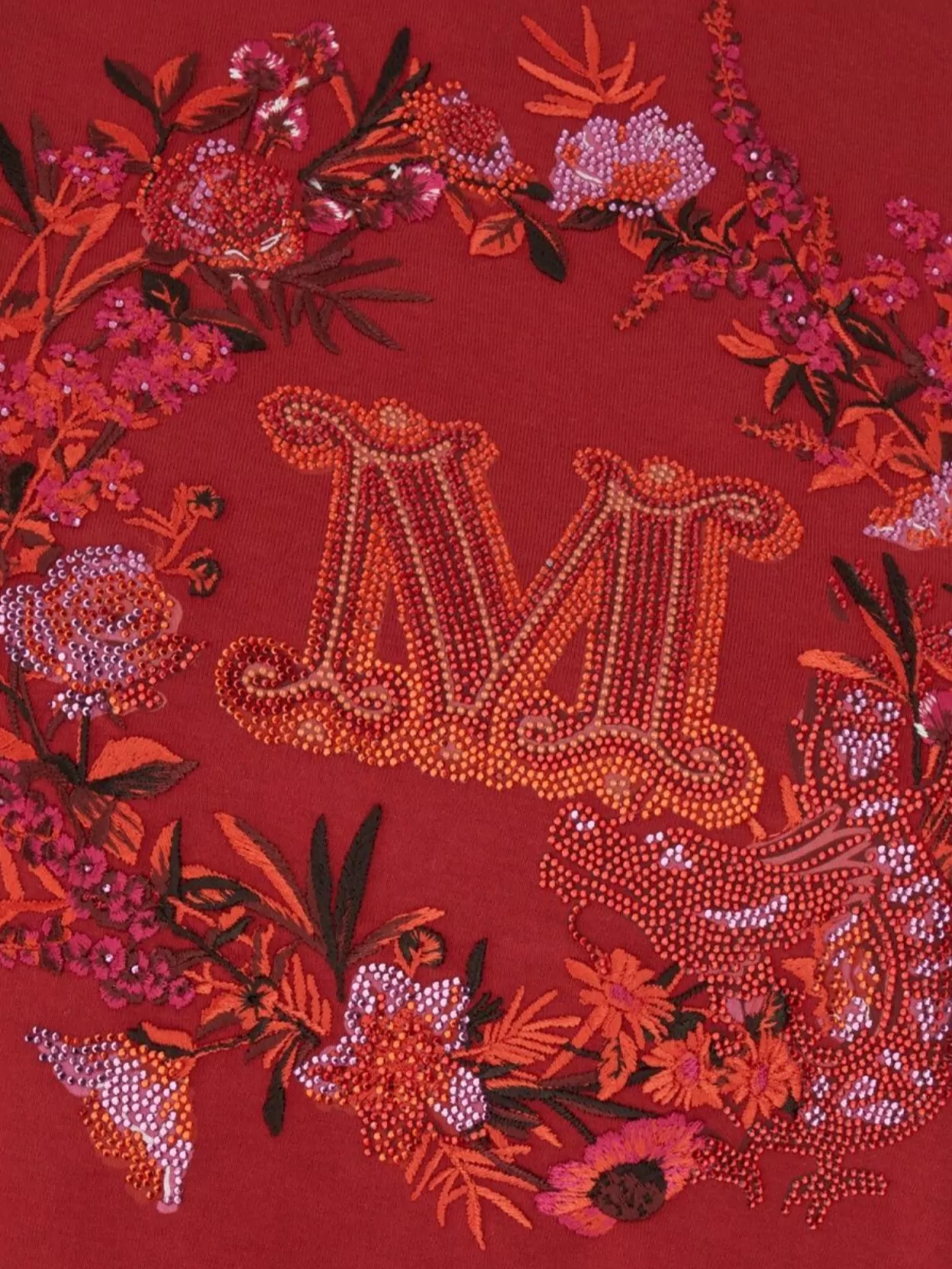 Max Mara Cotton Elmo Embroidered Crew Neck T-Shirt