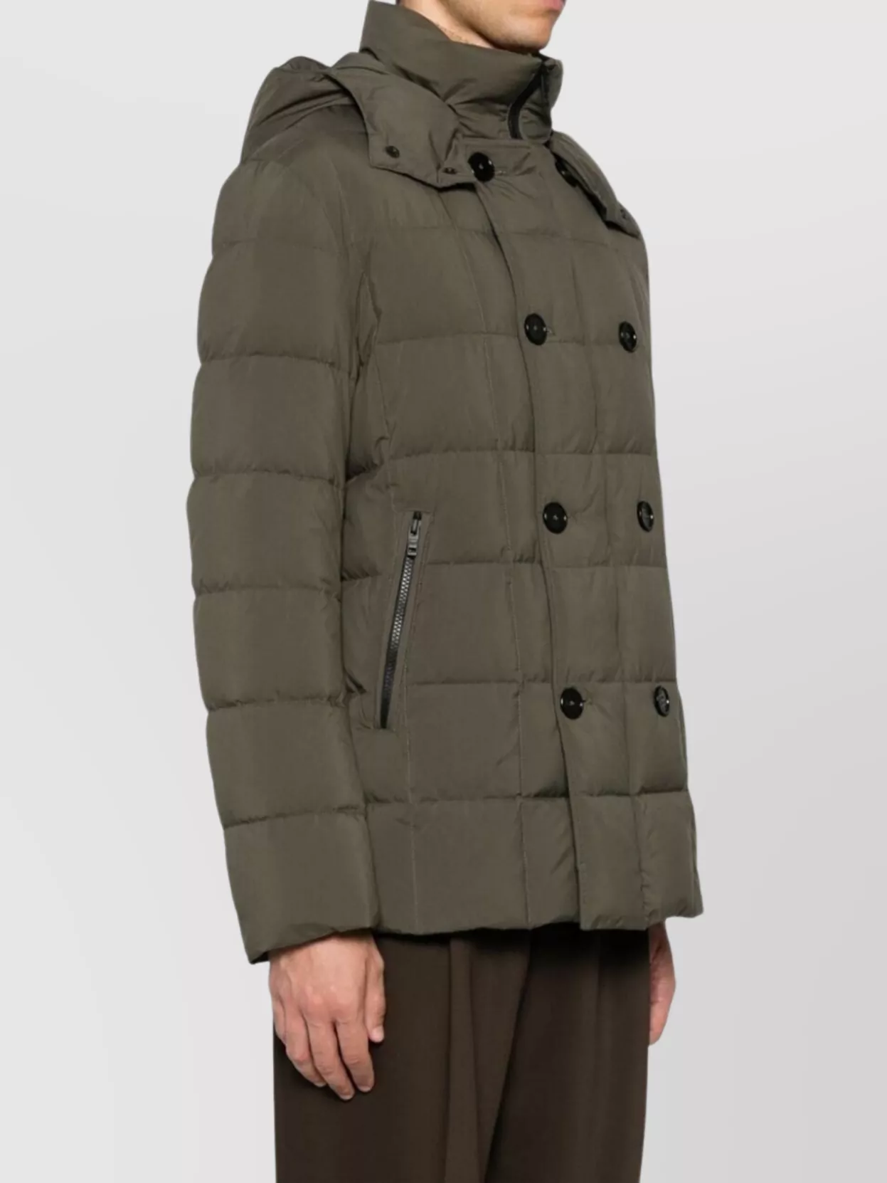 Fay Padded Bomber Jacket With Double-Breasted Hooded Design