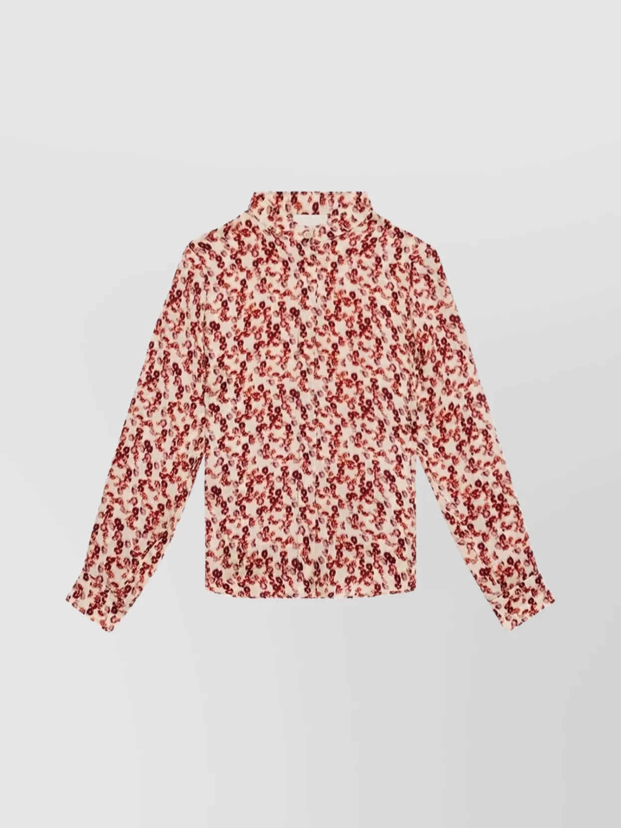 Isabel Marant Floral Collared Lightweight Long Sleeves Top In Red