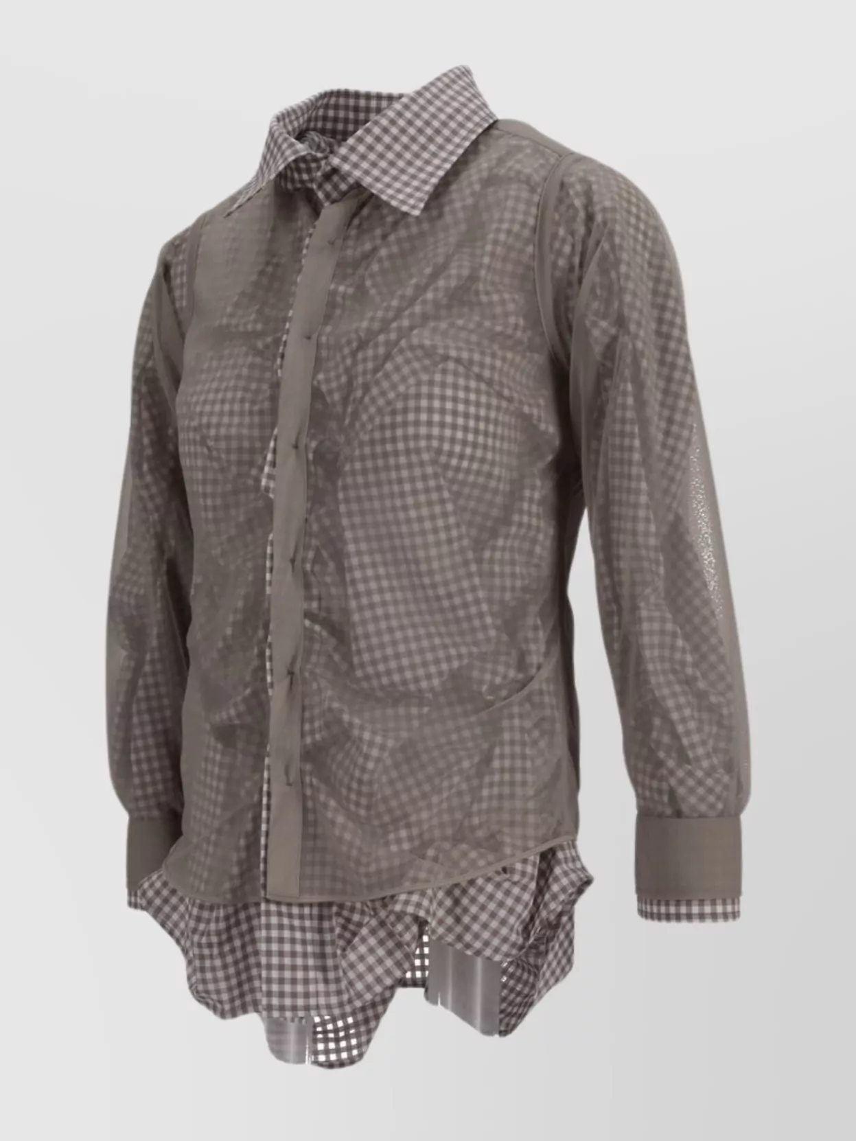 Maison Margiela Checkered Collared Sheer Long-sleeved Shirt