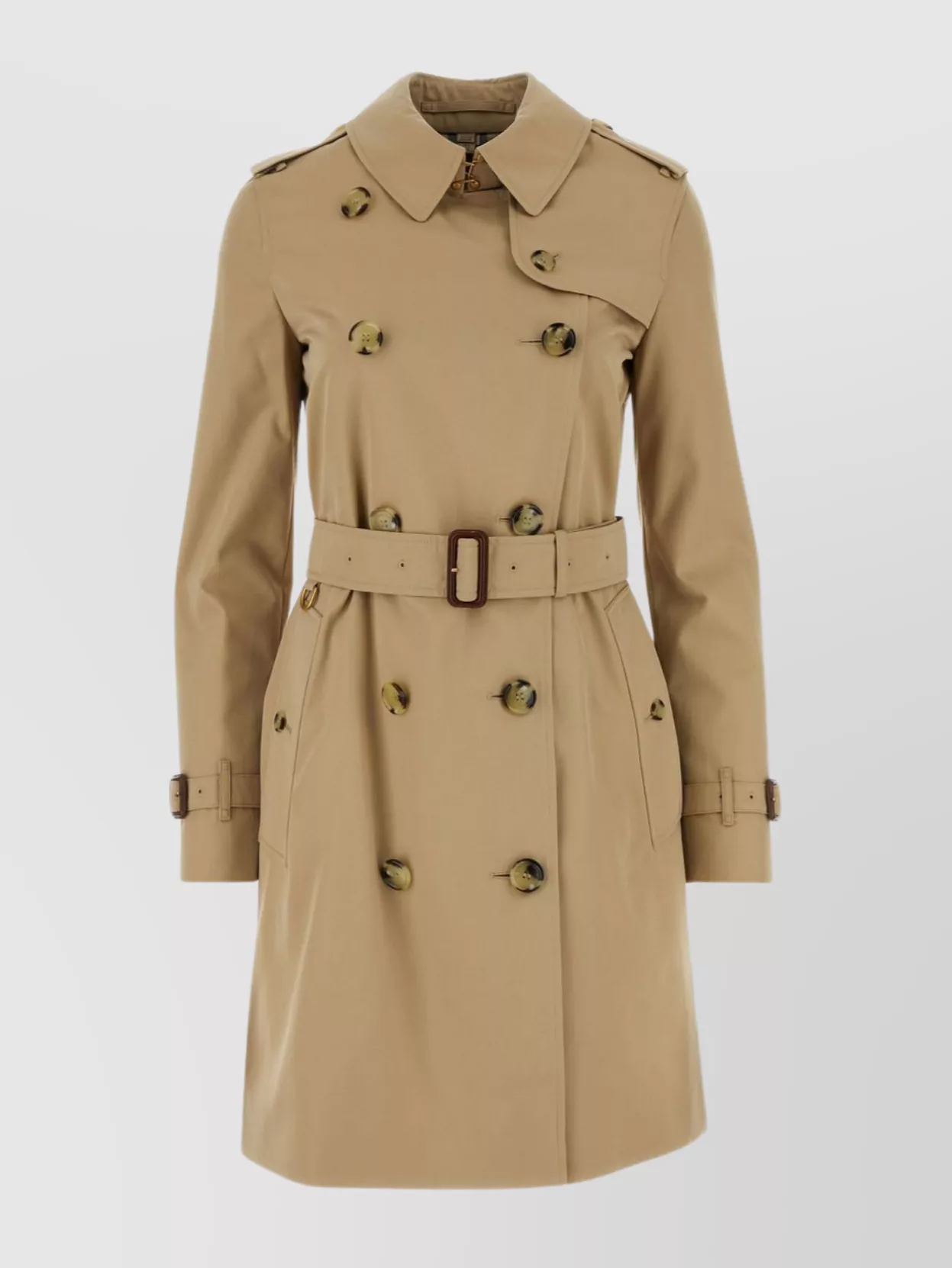 Shop Burberry Belted Cotton Trench Coat With Slit