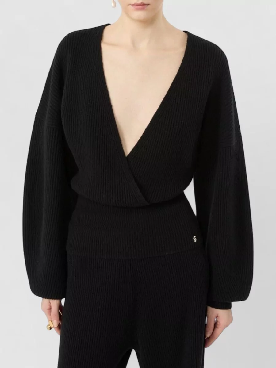 Sportmax Cashmere Ribbed V-Neck Sweater