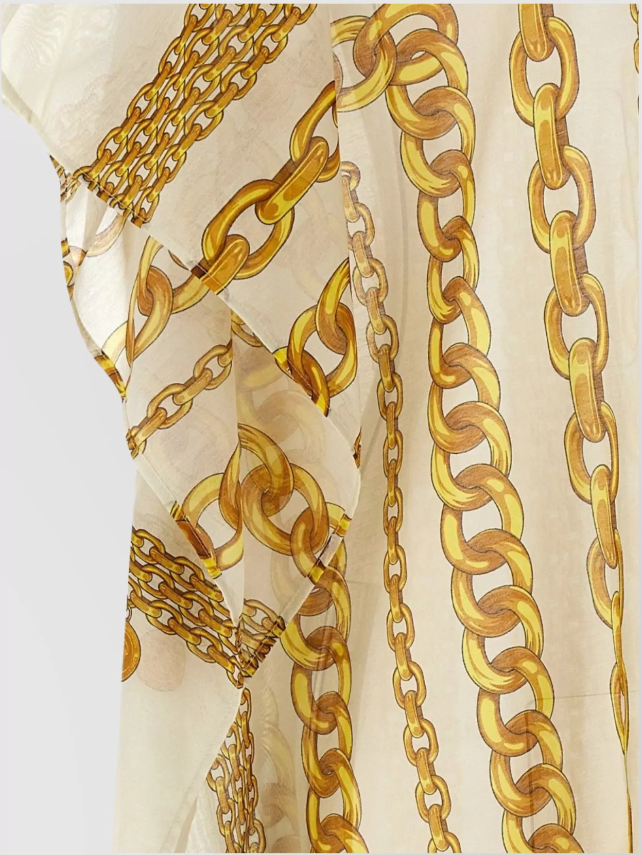 Versace Multicolordress With Classic Collar And All-over Chain Print In Cotton And Silk Blend Woman