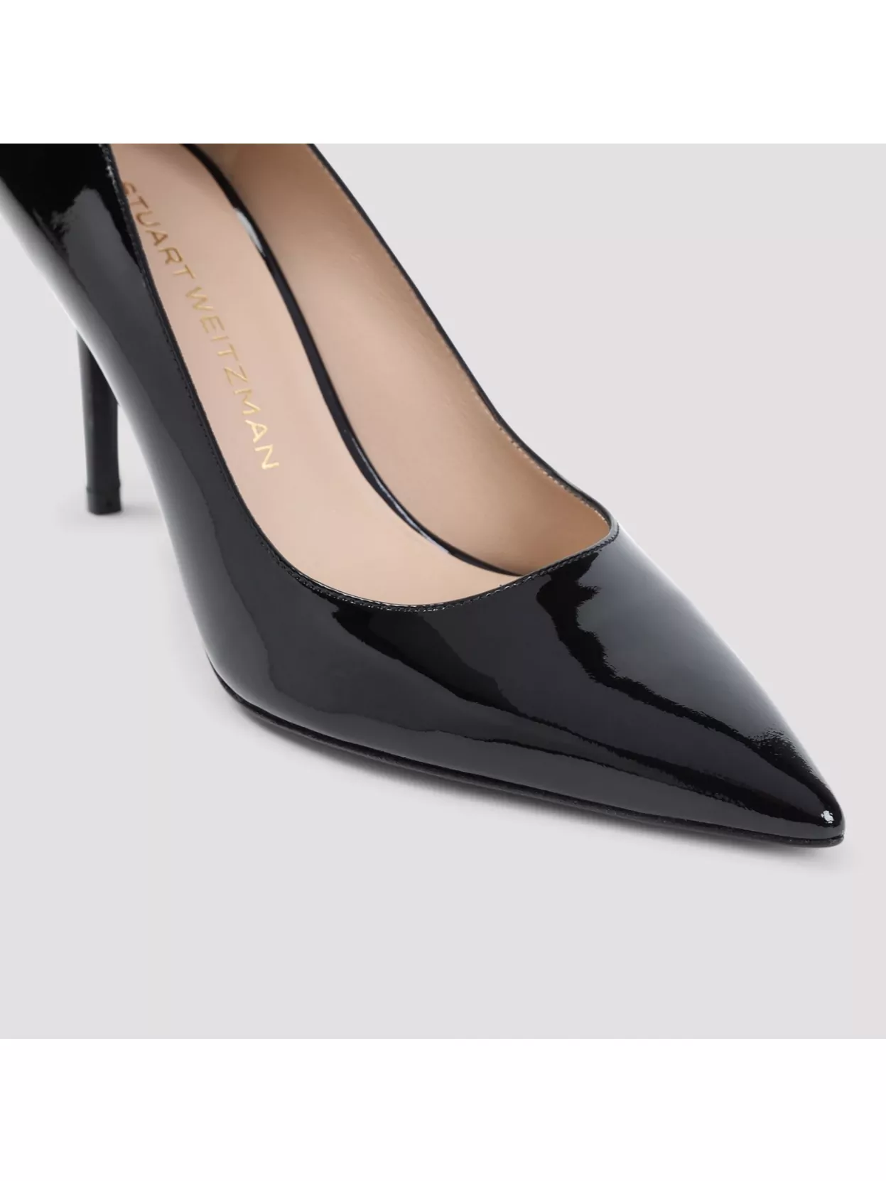 Stuart Weitzman Pointed Toe Stiletto Heel Pumps In Patent Leather In Black