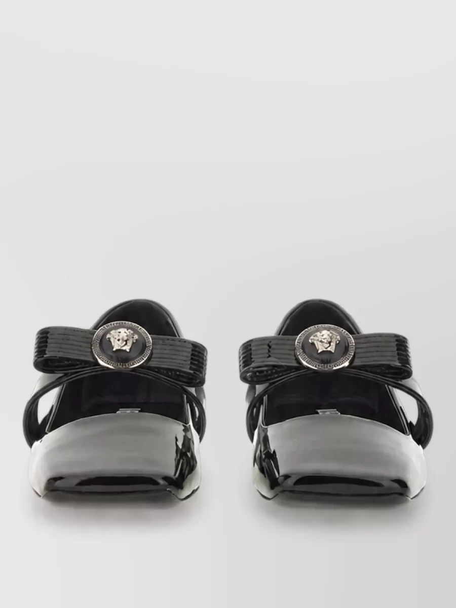 Versace Patent Leather Studded Ballerina Shoes