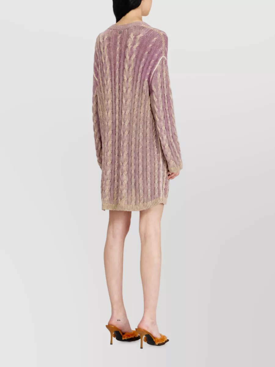 Diesel Ribbed V-Neck Long-Sleeve Knitted Mini Dress
