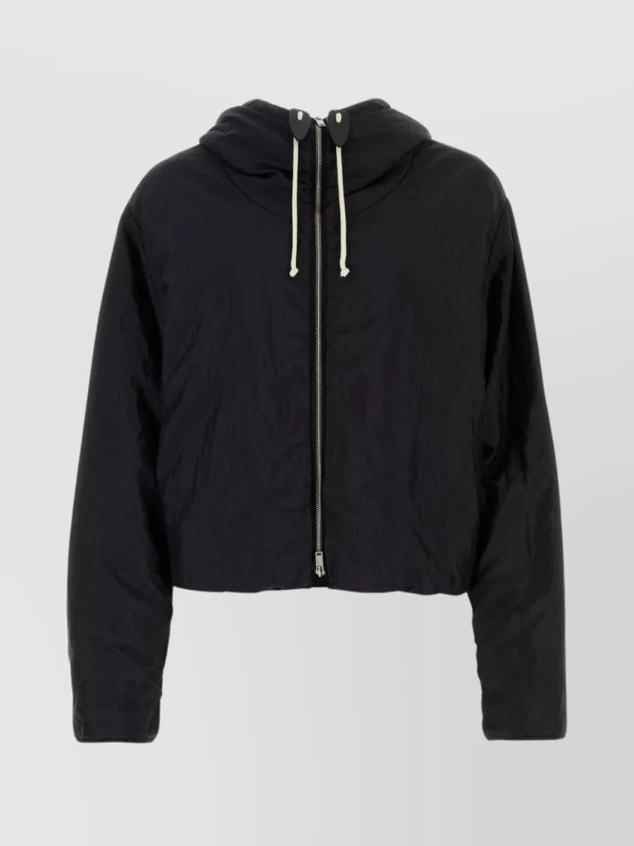 Shop Jil Sander Nylon Blend Hooded Jacket In Black