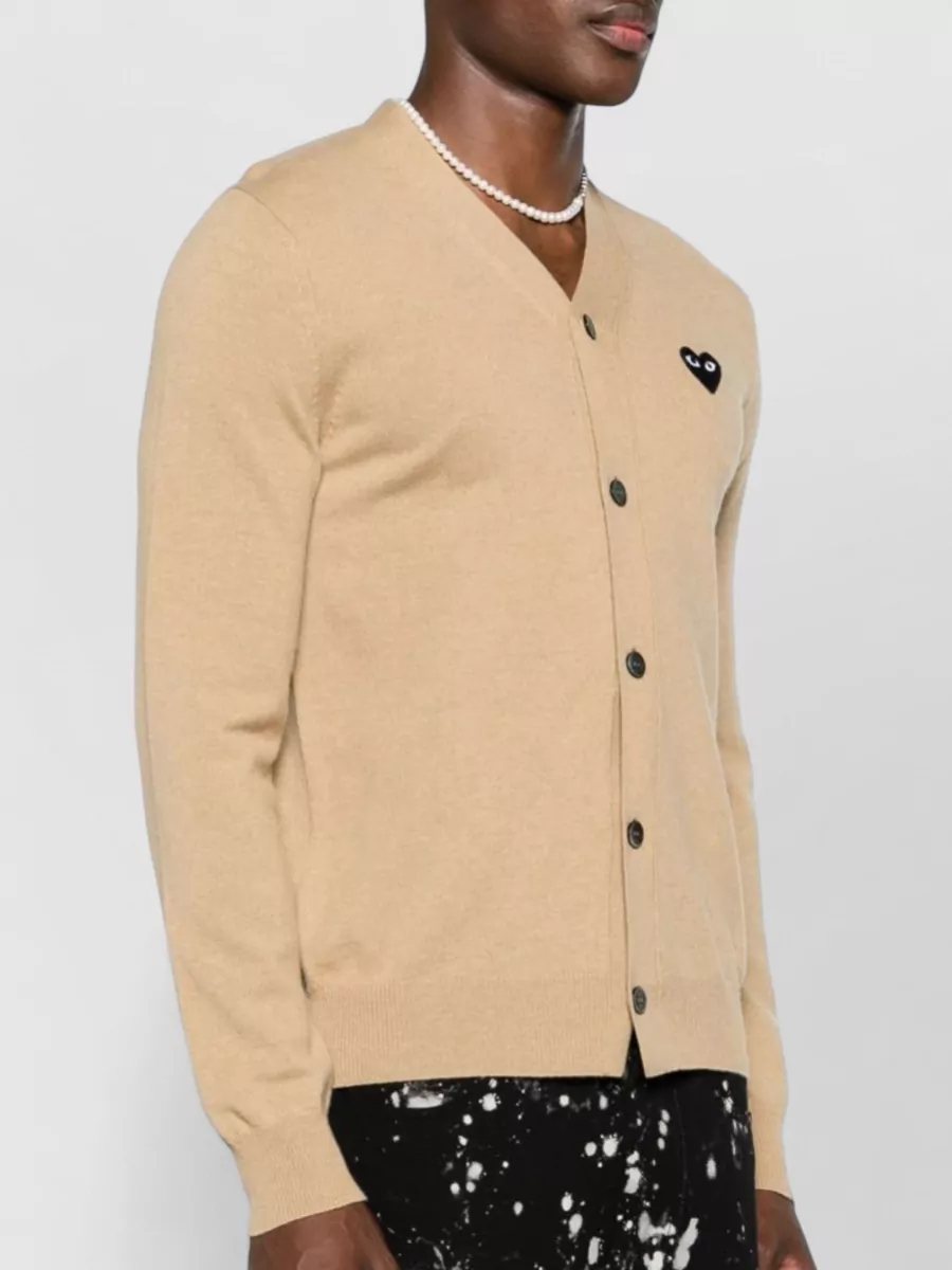 Comme Des Garçons Play Knit Cardigan V Neckline Long Sleeves