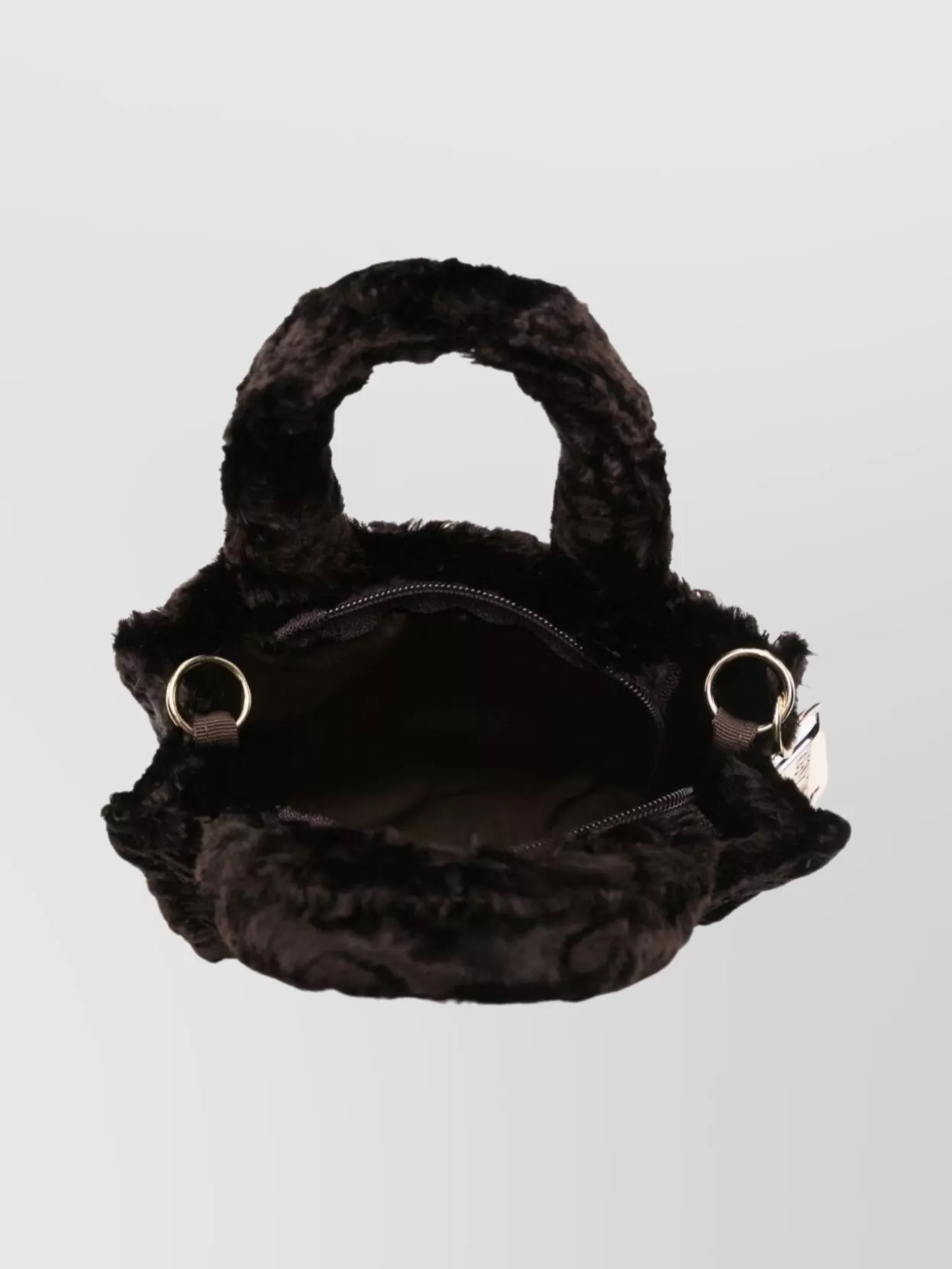 La Milanesa Rectangular Shearling Crossbody Bag Top Handles