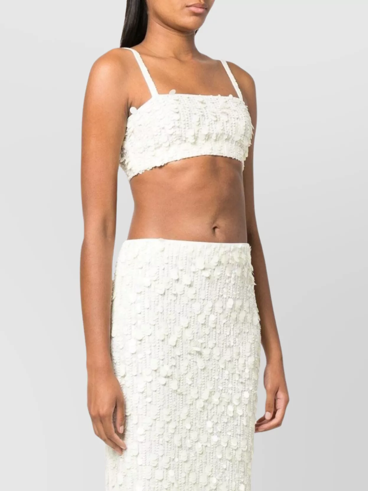 P.a.r.o.s.h Crop Top Sequin Spaghetti Straps