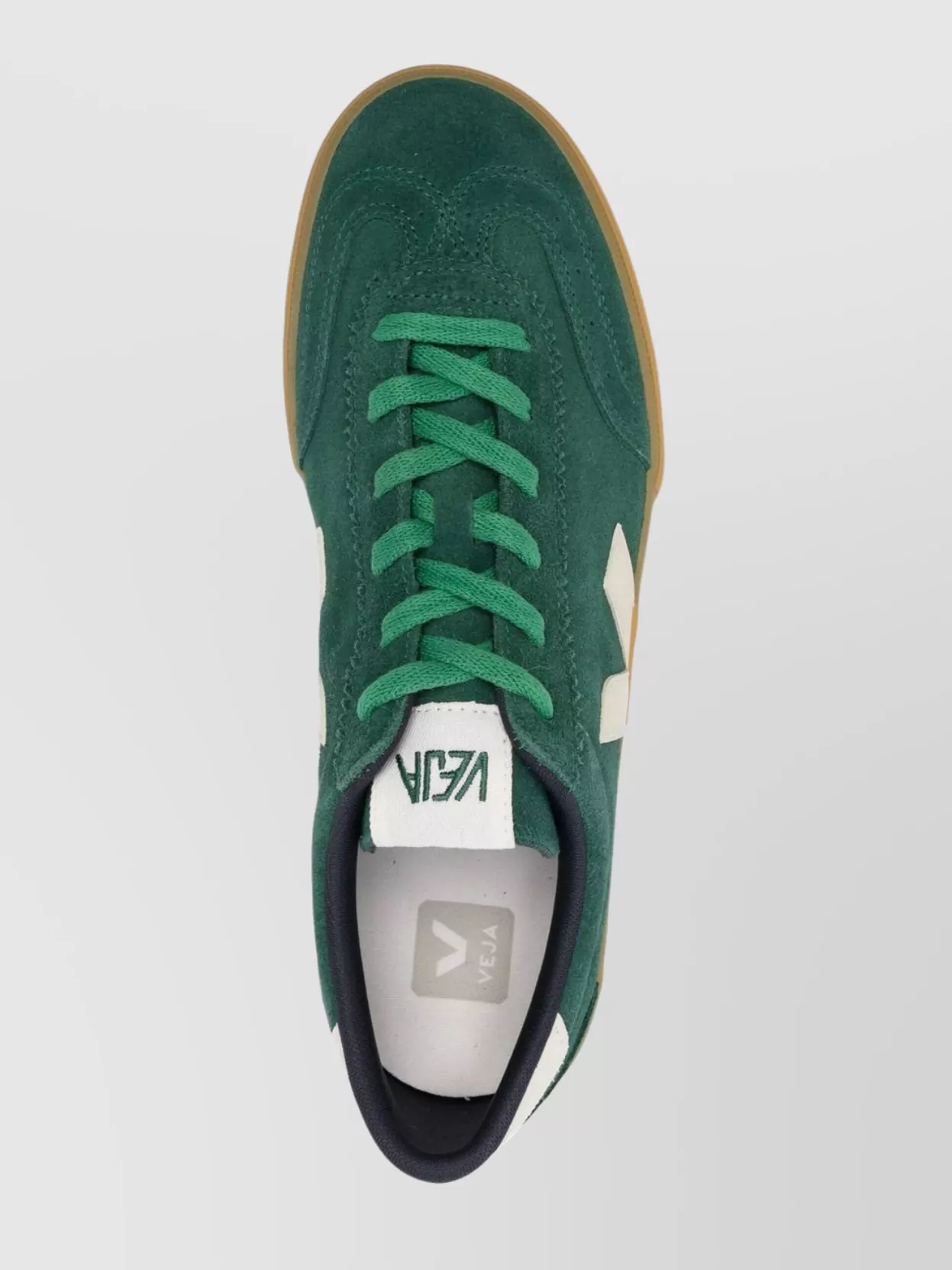 Shop Veja Flat Sole Suede Finish Round Toe Sneakers