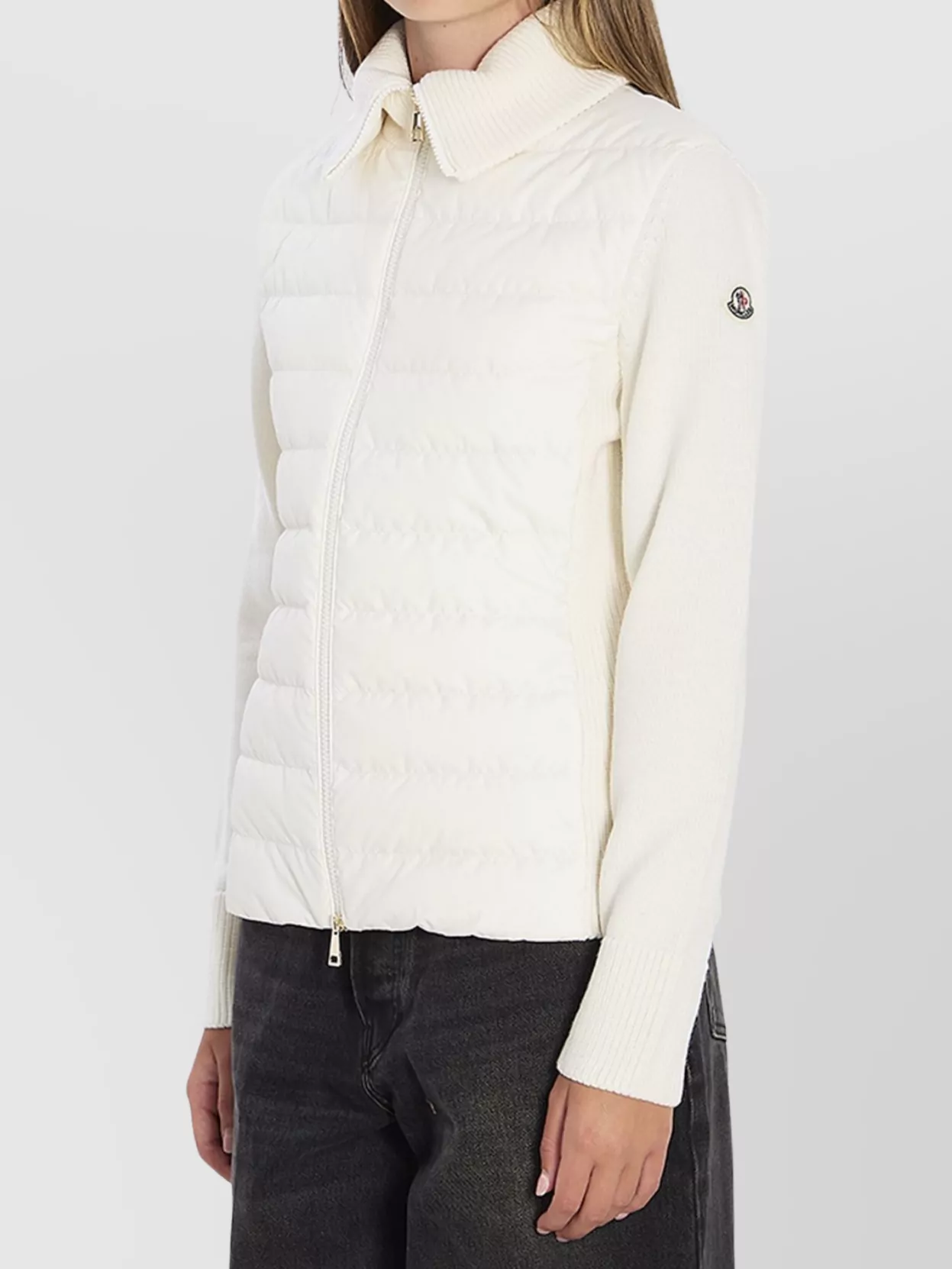 Moncler Wool High Collar Padded Cardigan
