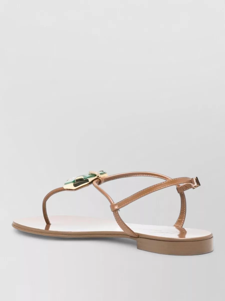 Giuseppe Zanotti Leather Embellished Thong Sandals