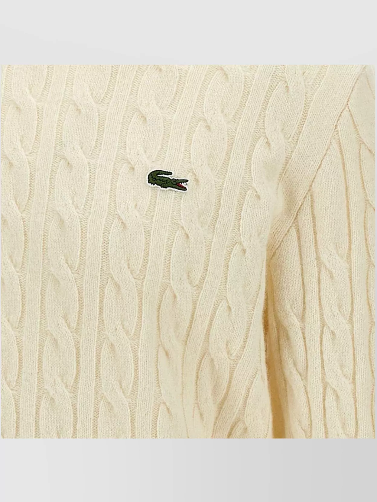 Lacoste Cable Knit Crew Neck Wool Sweater
