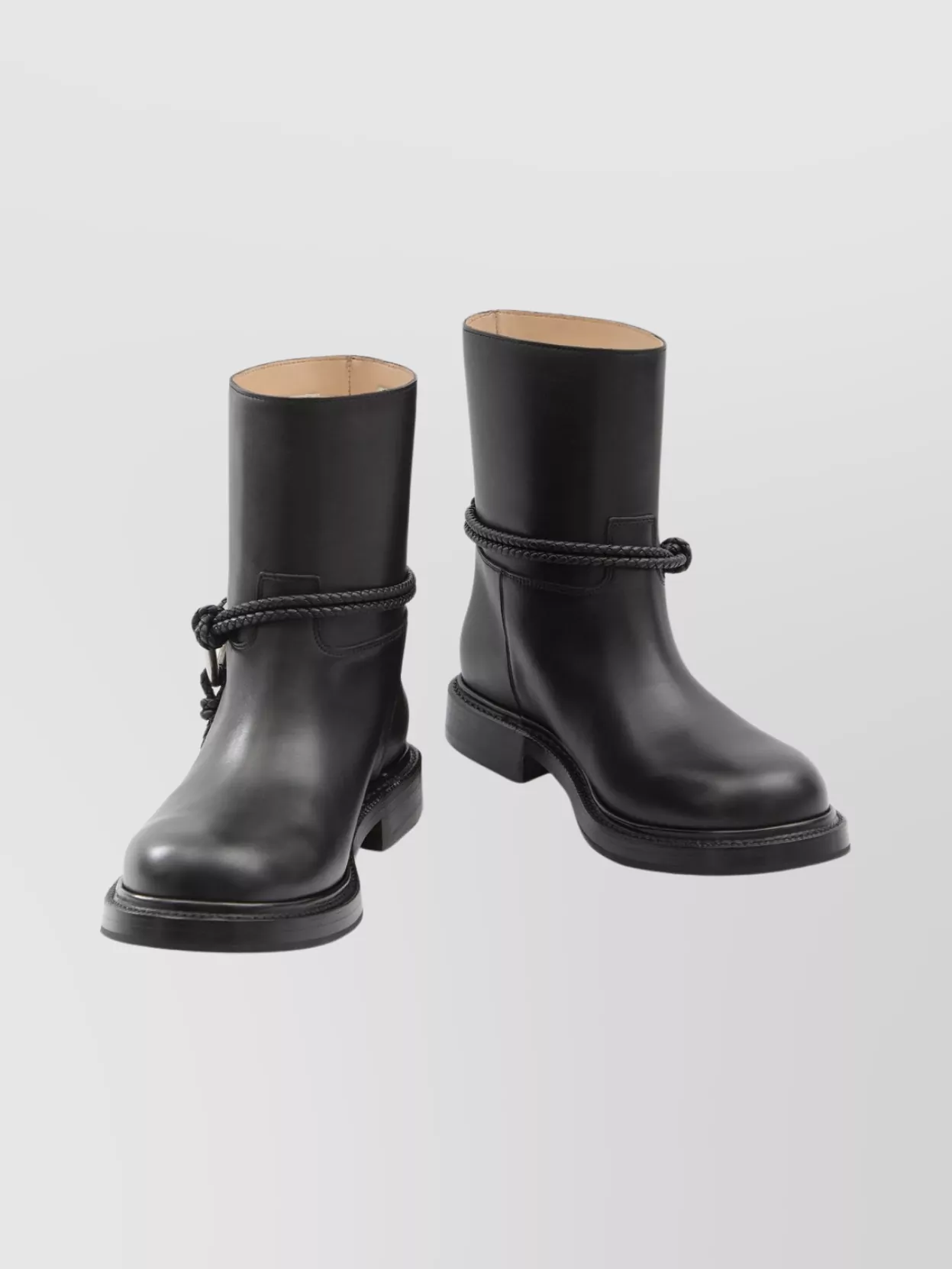 Bottega Veneta Round Toe Ankle Boots With Block Heel