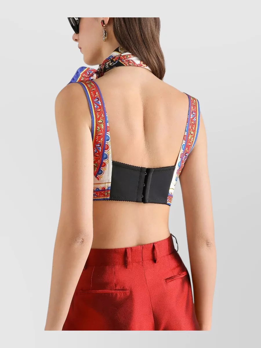 Dolce&Gabbana Silk Carretto-Print Charmeuse Bra