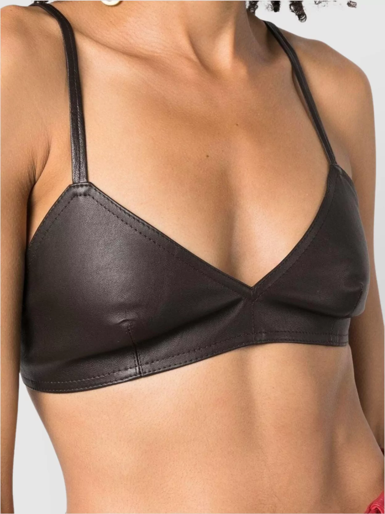 The Mannei Sierra Leather Bralette Plunge Neckline