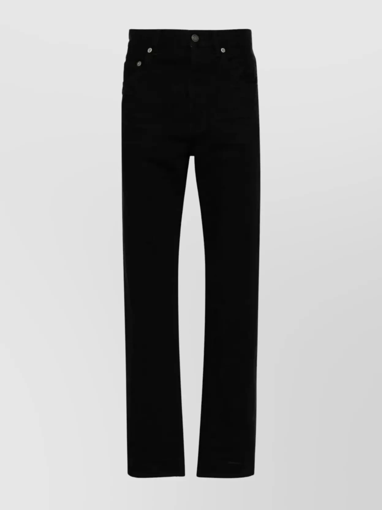 Saint Laurent Baggy Straight Leg Trousers With Belt Loops In Black