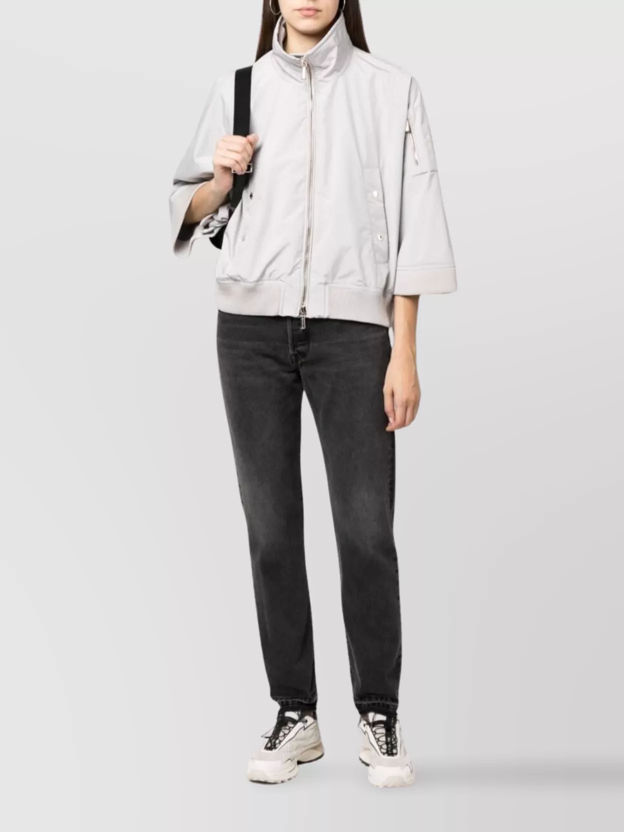 Moorer Olli Coat With High Collar And Pockets In White