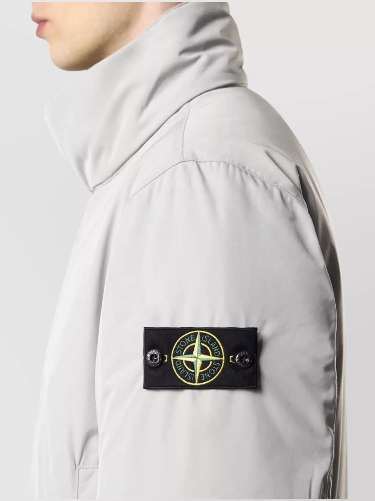 Stone Island Micro Twill Eyelet Collar Jacket In White