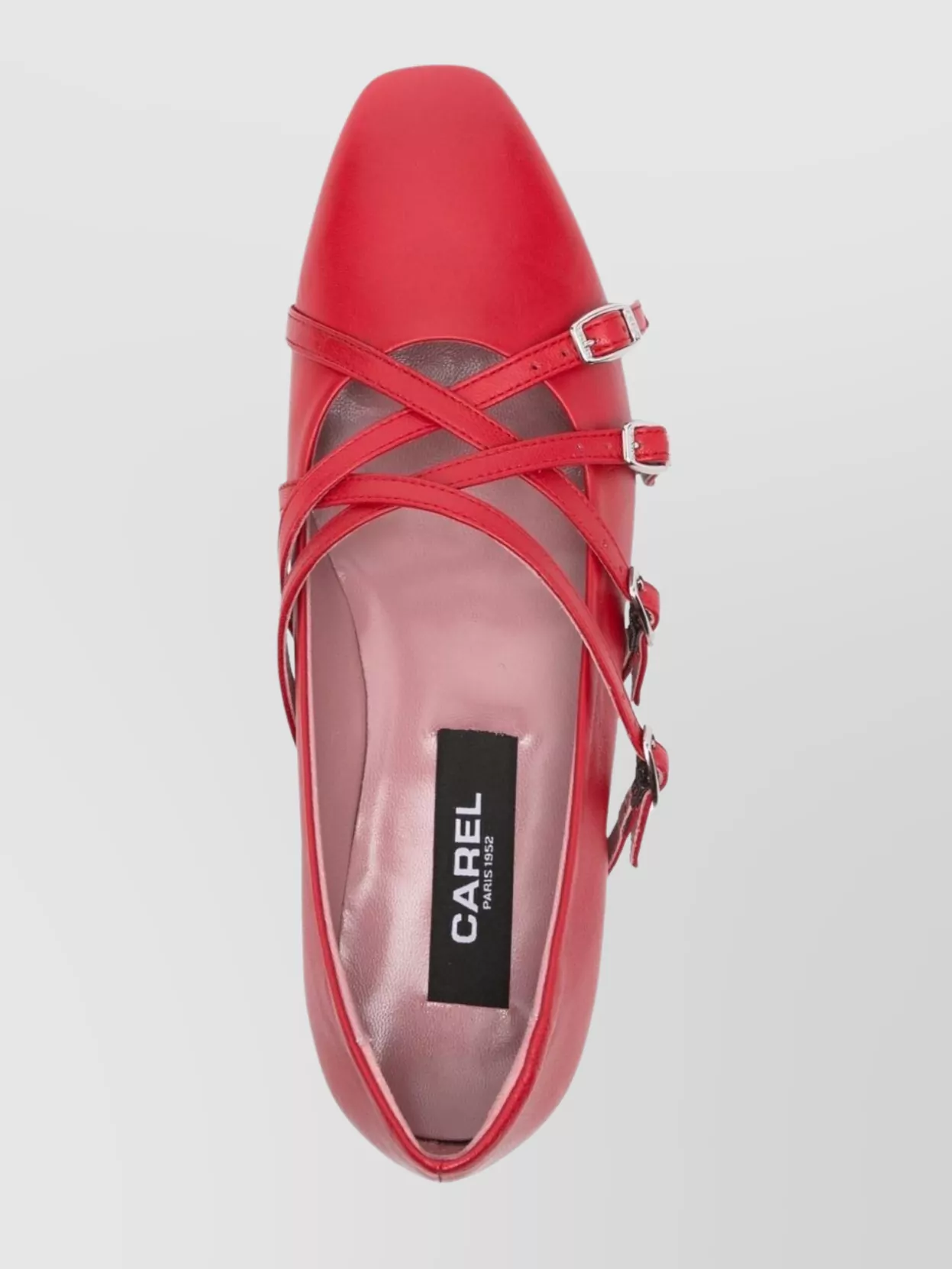 Shop Carel Paris Square Toe Leather Ballet Flats With Cross Straps