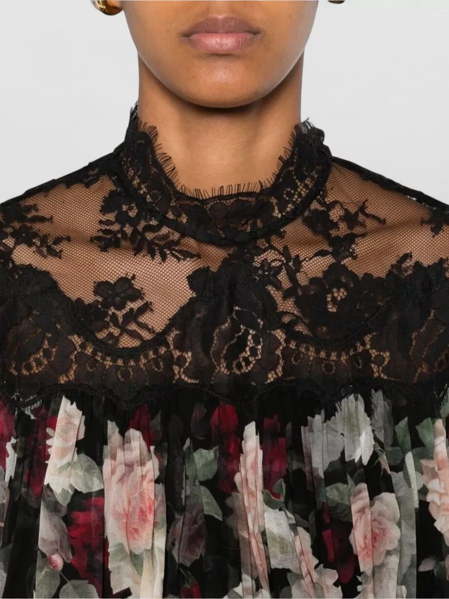 Zimmermann Floral Lace Long-Sleeve Blouse