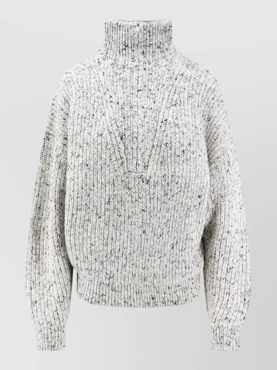 Isabel Marant Etoile Ribbed melange turtleneck half zip sweater