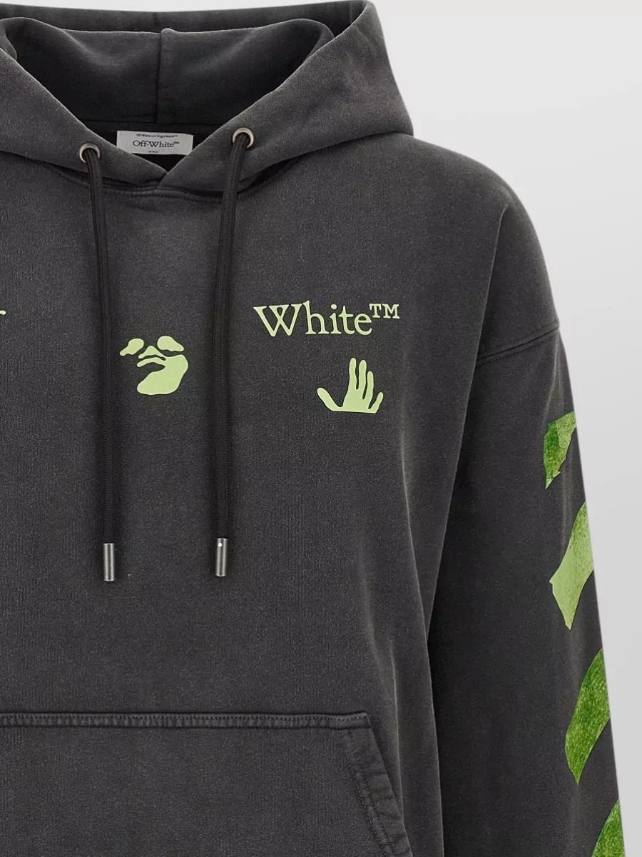 Off-White Cotton Printed Hoodie