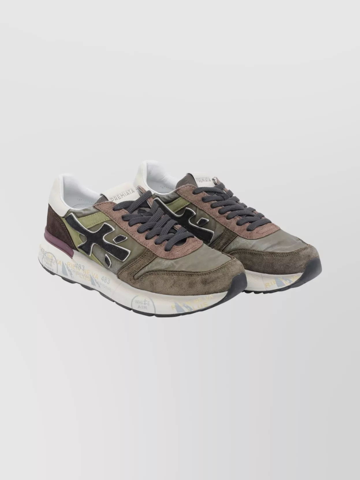 Premiata Multicolor Suede And Fabric Sneakers In Brown