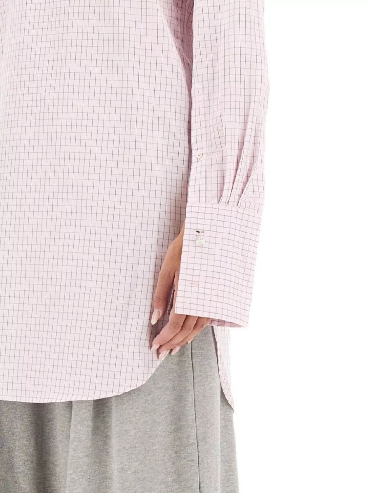 Dries Van Noten Long Cotton Shirt With Checkered Pattern In Pink