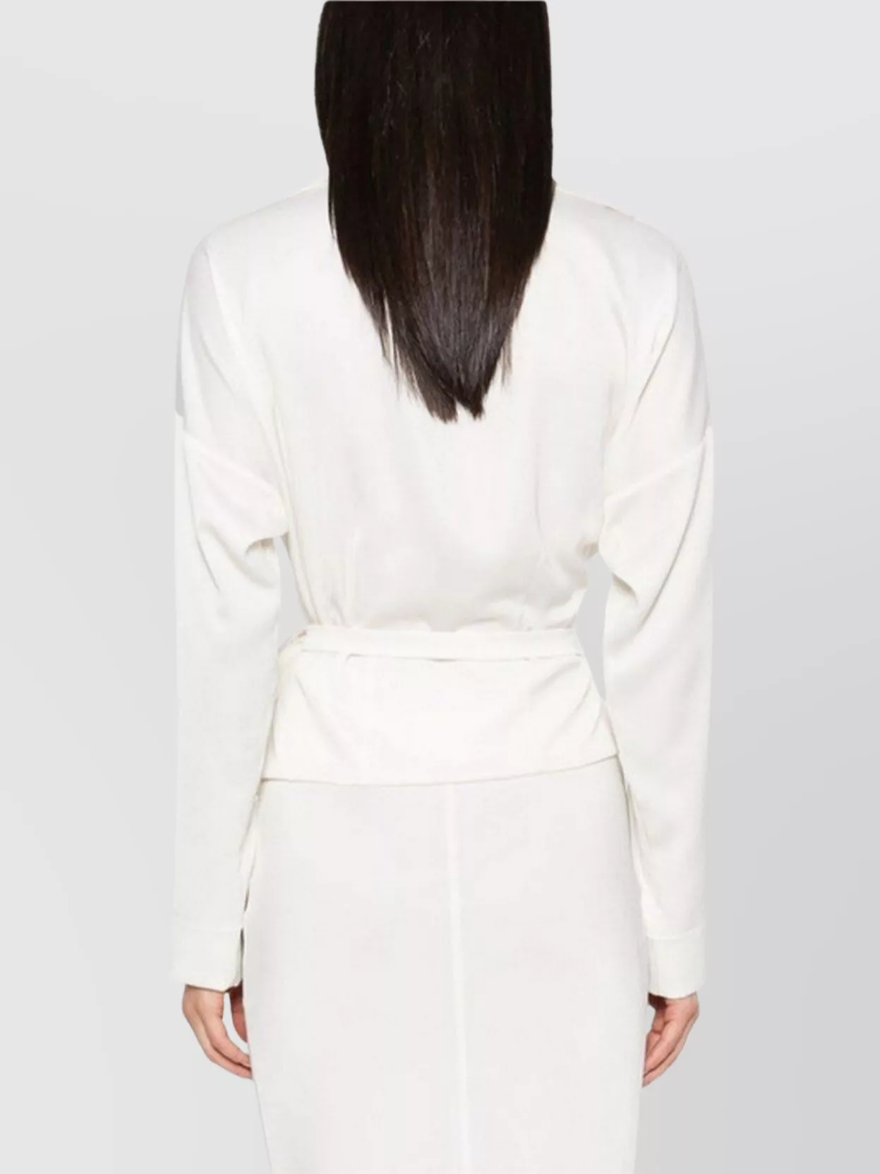 Philosophy Waist Belted Collared Long Wrap Shirt