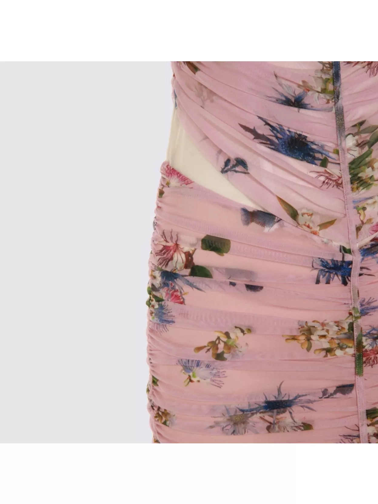 Blumarine Floral Midi Dress Sheer Overlay