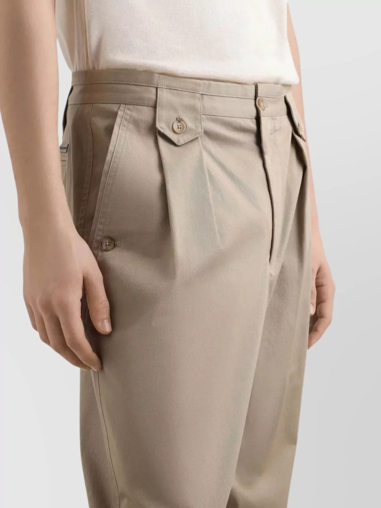 Dolce & Gabbana Tailored Trousers With Pleats And Pockets In Neutral