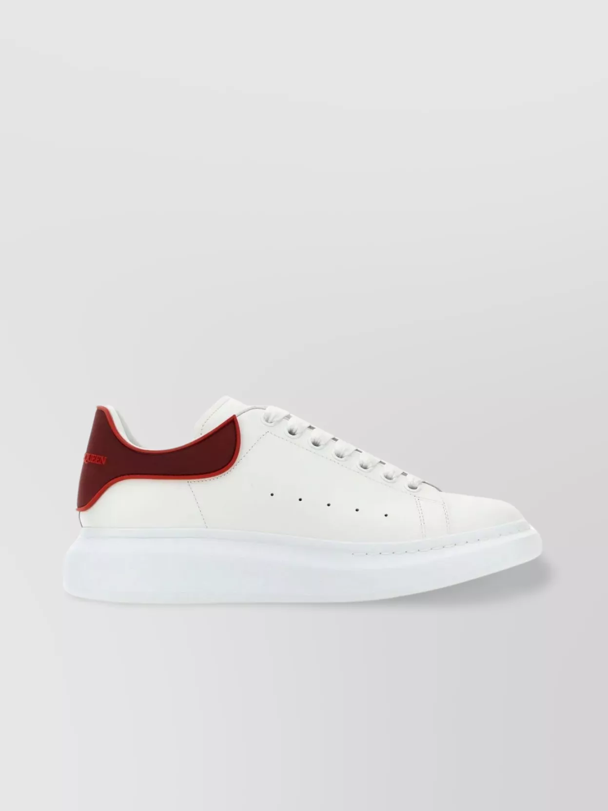 Shop Alexander Mcqueen Leather Sneakers With Oversized Sole And Contrasting Rubber Heel In Grey