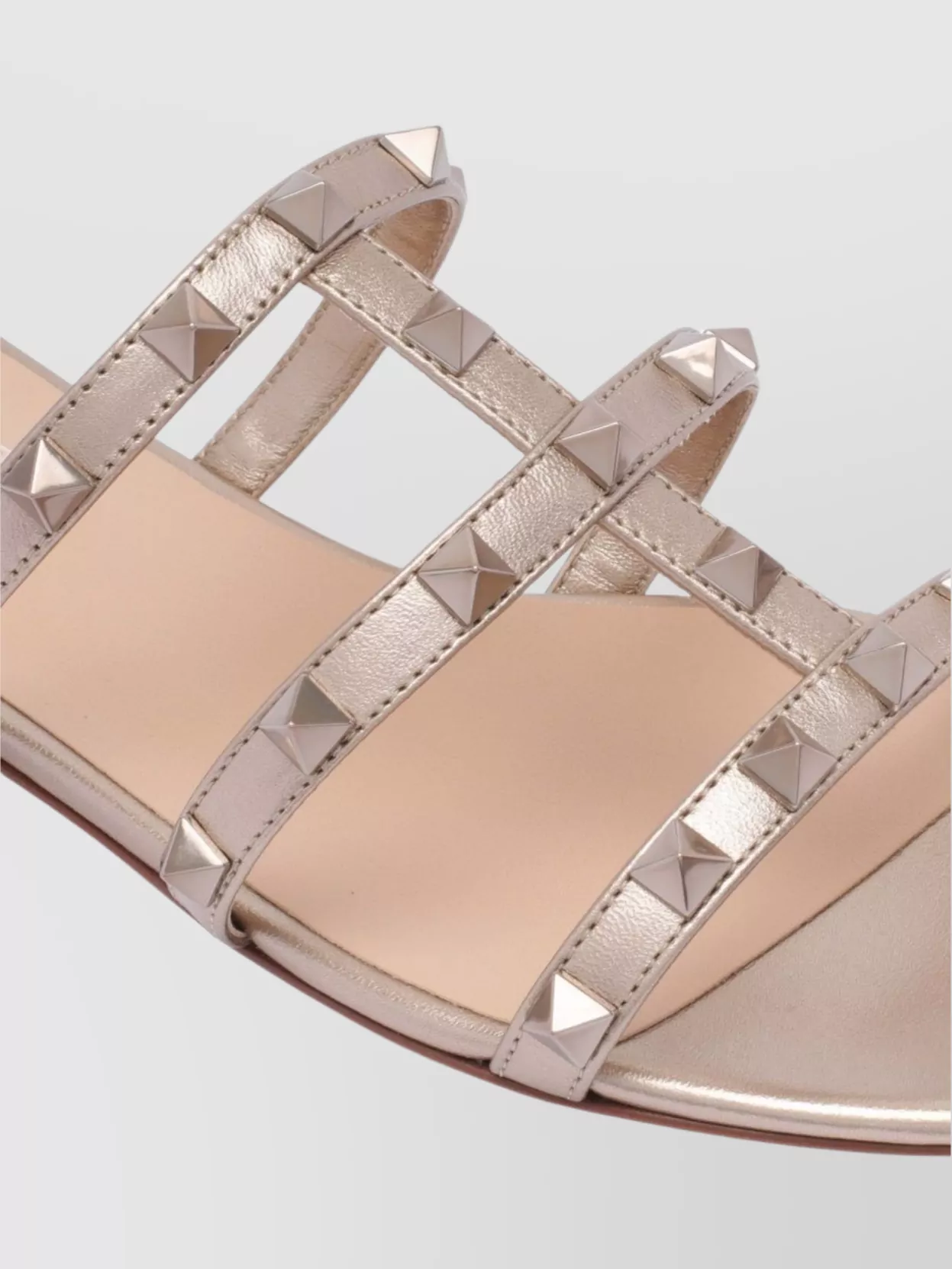 Valentino Studded Leather Flat Sandals