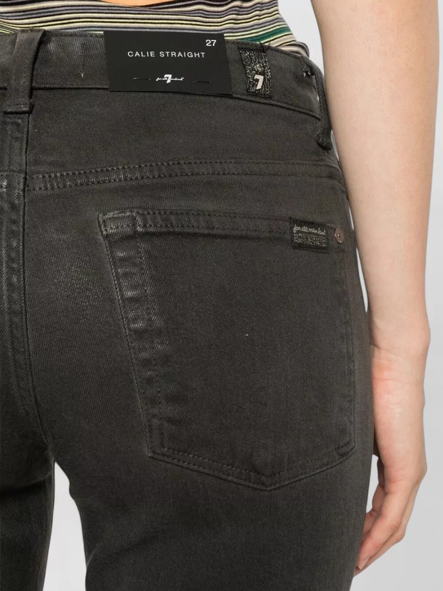 7 For All Mankind Coated Straight-Leg Mid-Rise Jeans