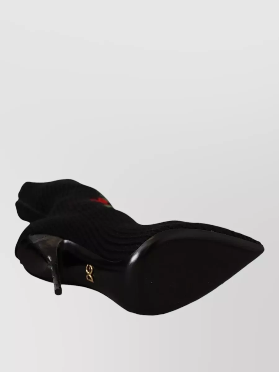 Dolce&Gabbana Floral-Embroidered Knee-High Sock Boots