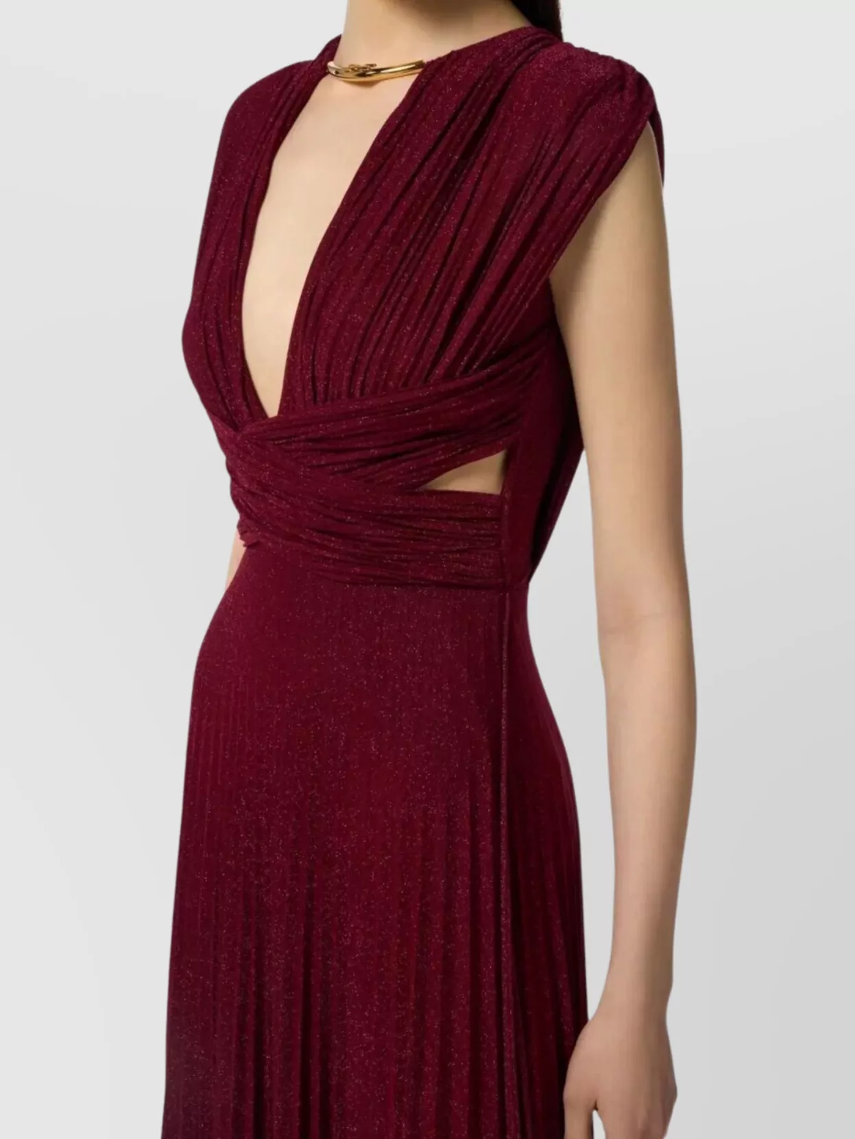 Elisabetta Franchi Lurex Jersey Dress Deep V-Neckline