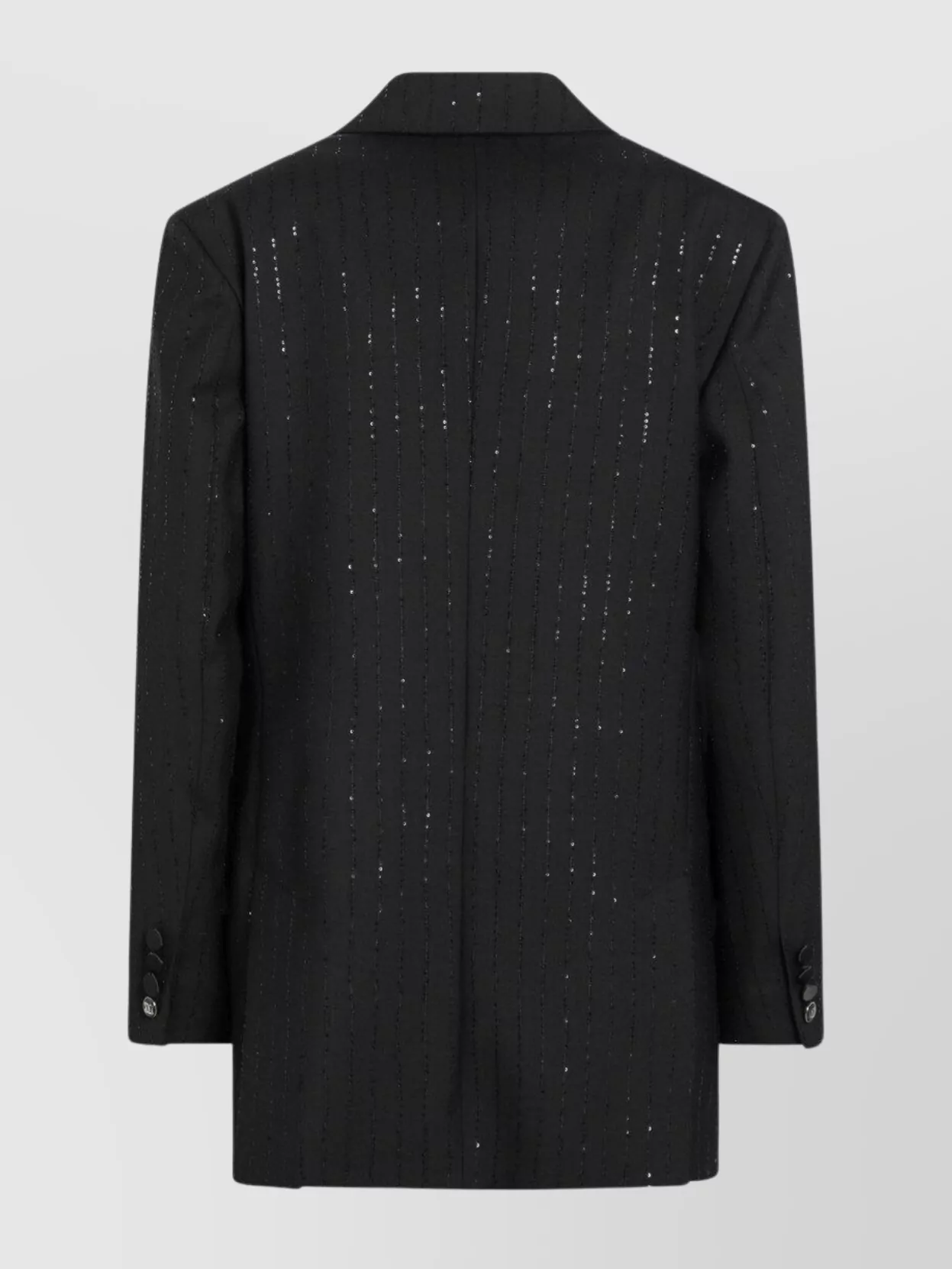 Max Mara Double-breasted Coat With Notched Lapels And Sequins In Black