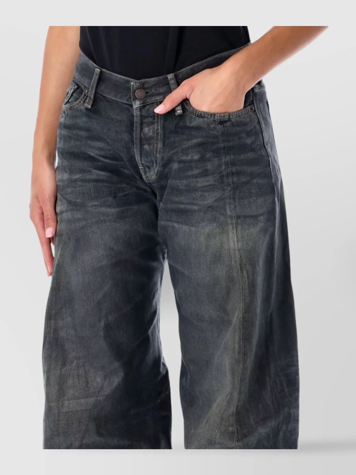 Acne Studios Glossy Trousers With Belt Loops And Stitching