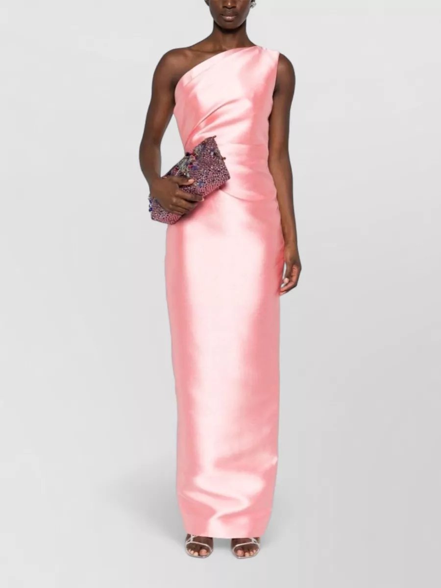 Solace London Polyester One-Shoulder Sleeveless Draped Maxi Dress