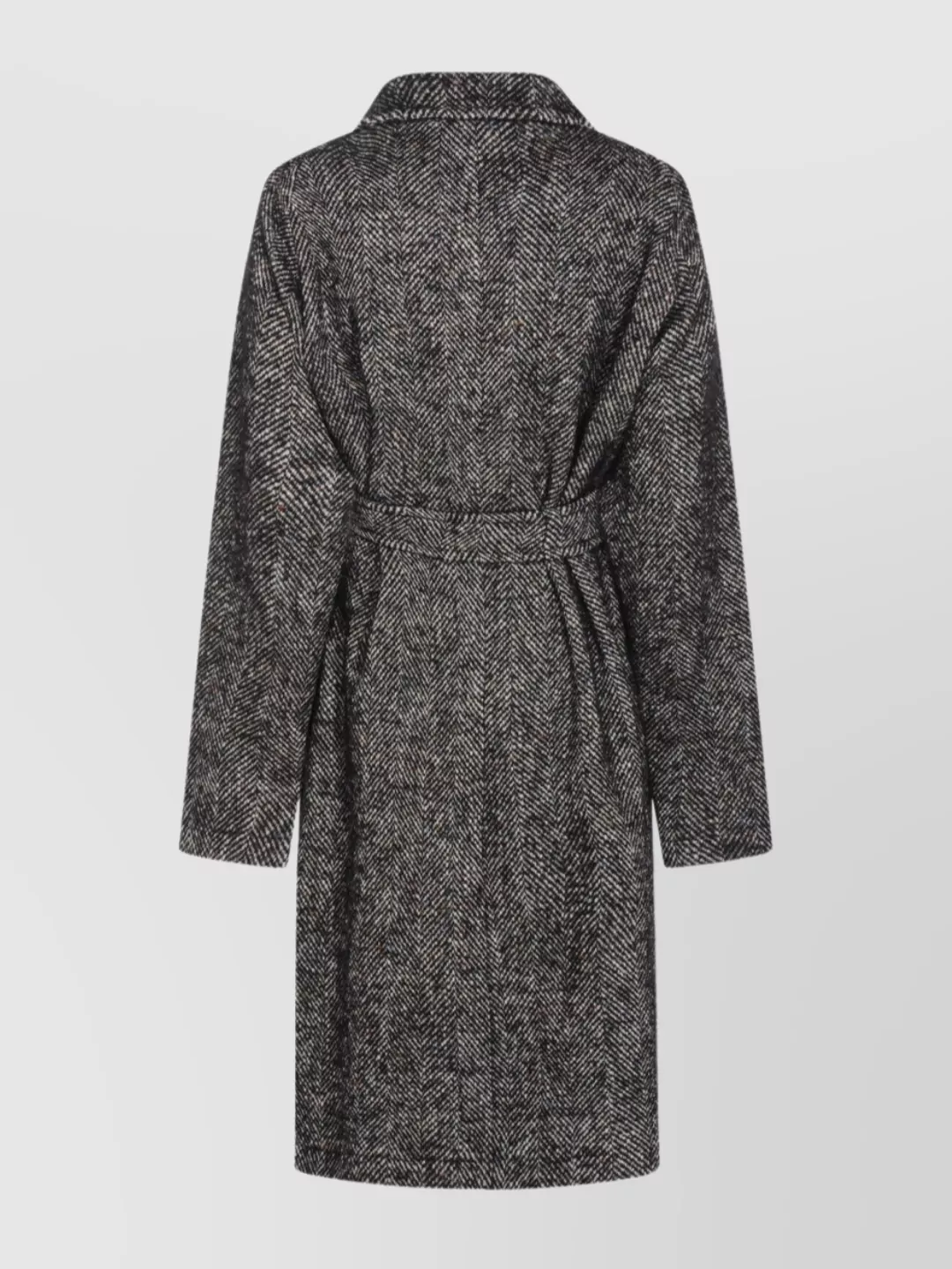 Tagliatore Herringbone Pattern Mid-length Coat Belted In Gray